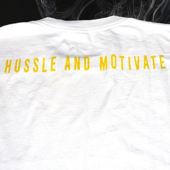 Nipsey Hussle Unisex Lakers Heavyweight Tee White Purple & Gold M TINY FLAWS - Picture 9 of 13